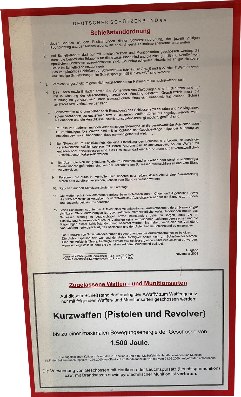 Schießstandordnung