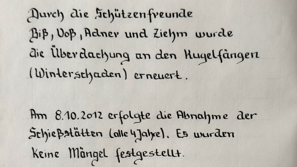 Rückblick: Instandhaltung und Abnahme unserer Schießstätte 2012